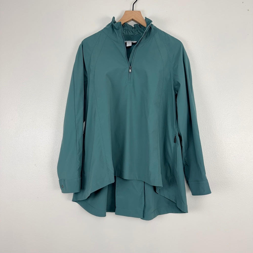 Athleta Advantage Poplin Jacket Size M Quarter Zip Sage Green Outdoor Utility